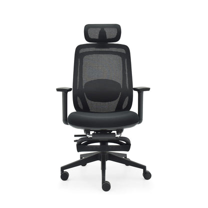 Ergonomische Bureaustoel Zwart | Verstelbaar + Voetensteun