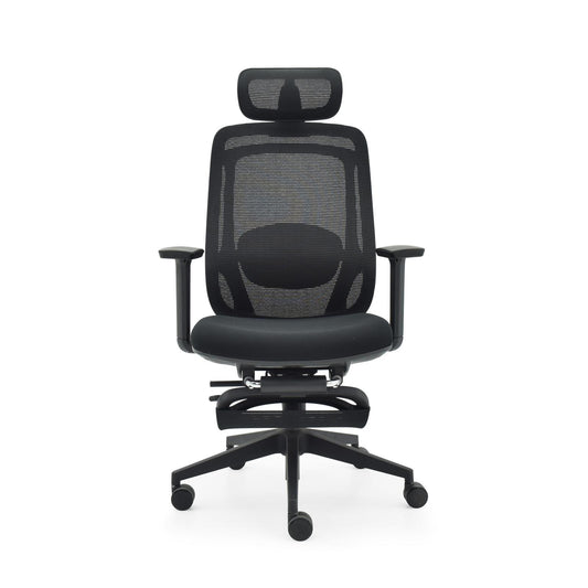 Ergonomische Bureaustoel Zwart | Verstelbaar + Voetensteun