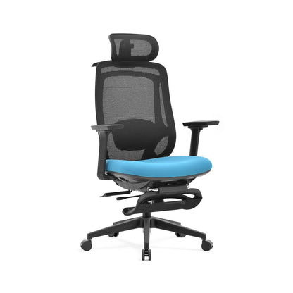 Ergonomische Bureaustoel blauw | Verstelbaar + Voetensteun