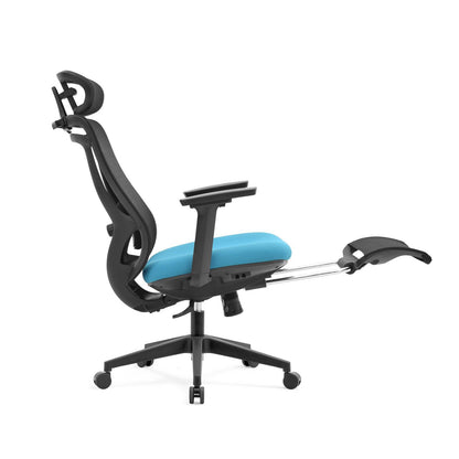 Ergonomische Bureaustoel blauw | Verstelbaar + Voetensteun