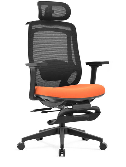 Ergonomische Bureaustoel oranje | Verstelbaar + Voetensteun